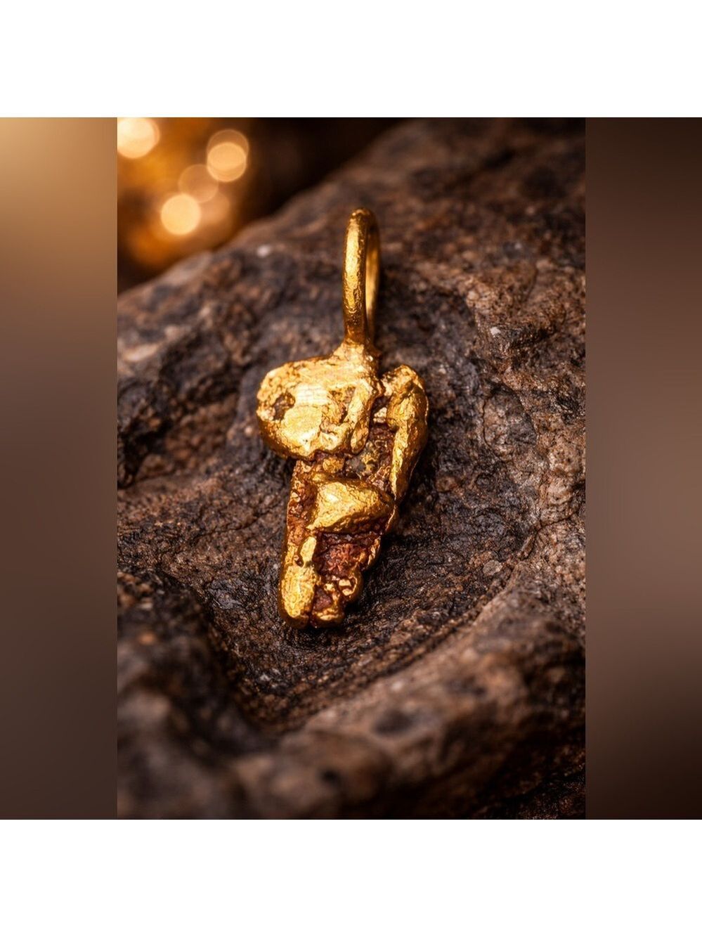 RARE Natural Yukon Gold Nugget Pendant Genuine 18k Raw - Africa Continent Shape